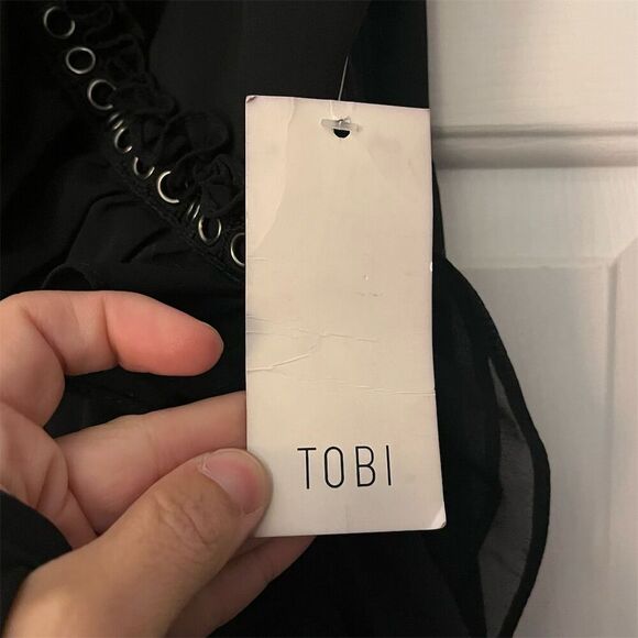 Tobi Women's Petite Black Ruffle Maxi Dress Sleeveless Formal S - Picture 6 of 6